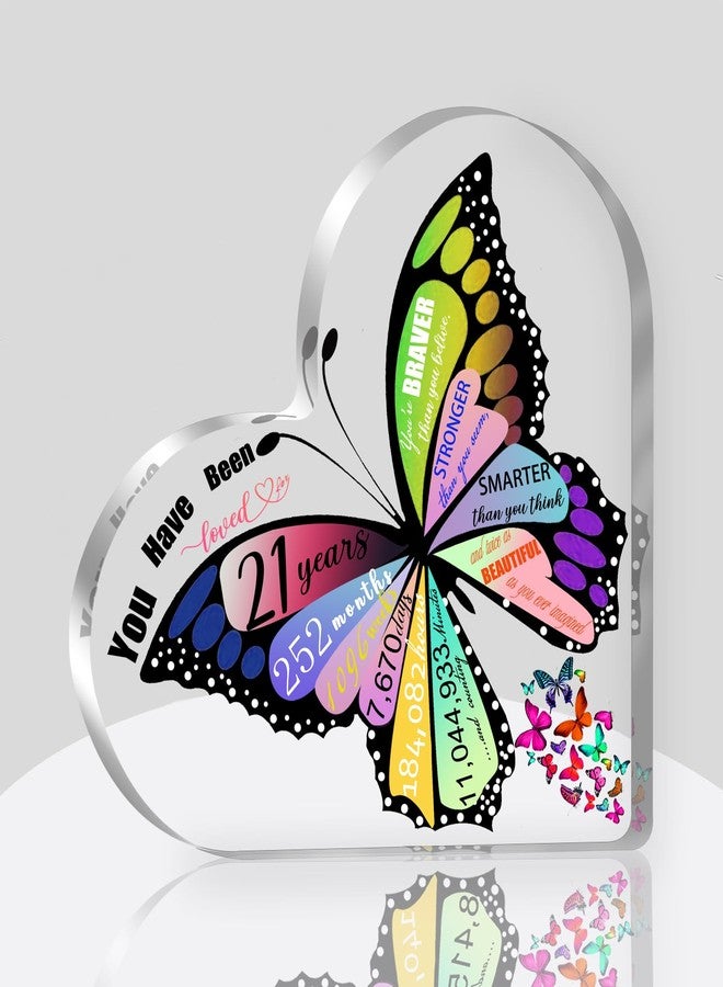 Uibyriy 21st Birthday Gifts for Her, Happy 21st Birthday Decorations Heart Acrylic Plaque, 21st Birthday Gift for Women, Gifts for 21 Year Old Daughter Granddaughter Female Friends Sister Lady - Image 1